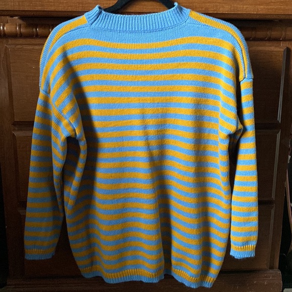 BOOGZEL apparel blue/yellow stripped small sweater - Picture 2 of 3